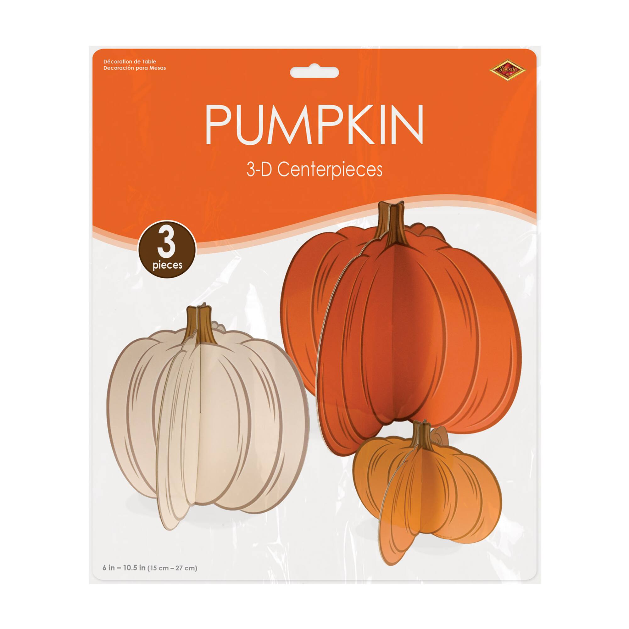 Beistle 3D Pumpkin Centerpieces, 3ct.